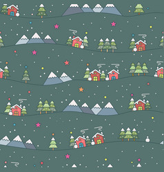 Dark Green Winter Landscape Seamless Repeat