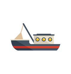 Fish Vessel Icon Flat Fishing Boat