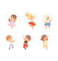 Little Children Dancing Set Cute Boys And Girls