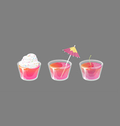 Set Cocktail Jelly Shot With Toppings Fresh