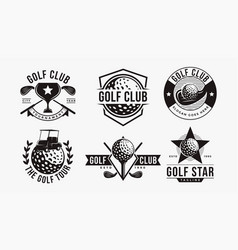 Set Of Vintage Badge Emblem Golf Club Golf