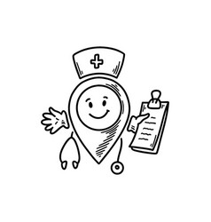 Cute Line Doodle Hospital Location Pin Emoji