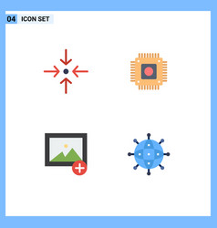 Set 4 Flat Icons On Grid For Arrow Photo Chip