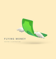 3d Green Flying Dollar With White Wings