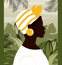 African Woman On Jungle Background