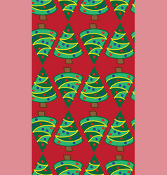 christmas trees on red seamless pattern vector image