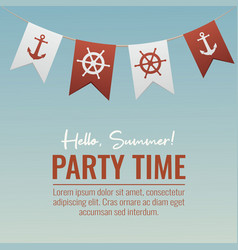 Nautical Sea Style Party With Text And Flags