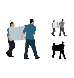 Realistic Colored Of Two Men Carrying A Big Box