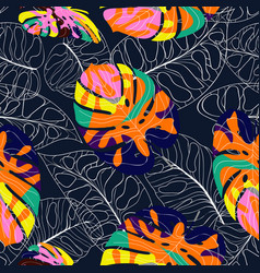 Seamless Pattern Of Large Leaves Of Monstera