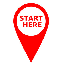 Start Here Red Icon Banner Design Here