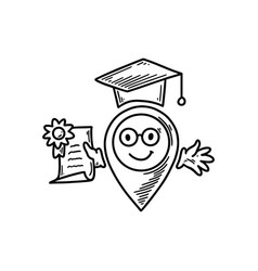 Cute Line Doodle University Location Pin Emoji