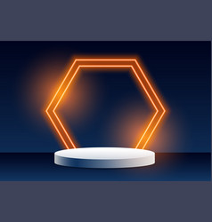 Round 3d Podium Platform Background With Glowing