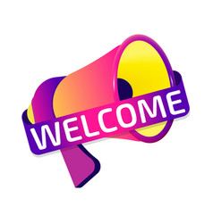 Welcome Banner Label Badge Icon With Megaphone