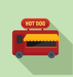 Hot Dog Truck Icon Flat Food Stand