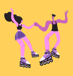 Roller Skating Party Funny Couple On