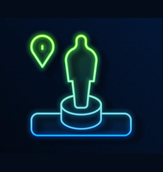 Glowing Neon Line Map Pin And Monument Icon