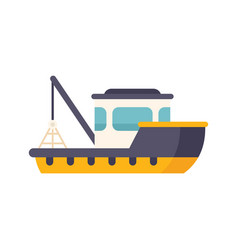 Harbor Fish Boat Icon Flat Fishing Ship