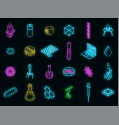 Nanotechnology Icons Set Neon