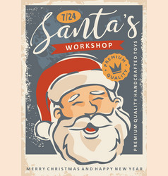 Santa Workshop Retro Poster Design