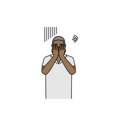 African Senior Man Covering His Face In Depression