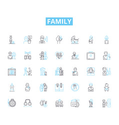 Family Linear Icons Set Love Bond Unity