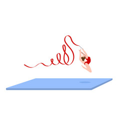 Gymnastic Mat Jump With Ribbon Icon Cartoon