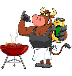 Bull Bbq Chef Cartoon Mascot Character