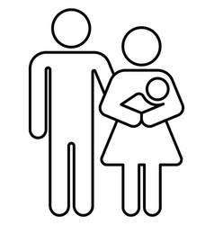 Happy Couple With Newborn Baby Black Line Icon