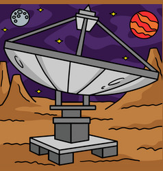 Space Radar Satellite Colored Cartoon