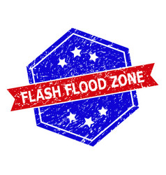 Hexagonal Bicolor Flash Flood Zone Rubber Stamp