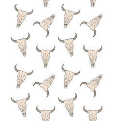 Seamless Pattern Of Cow Bull Skull