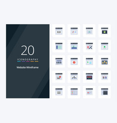 20 Website Wireframe Flat Color Icon