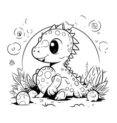 Cute Dinosaur In The Garden Coloring Page