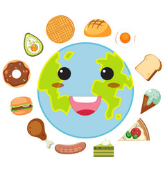 Earth Smiling Around With Many Foods