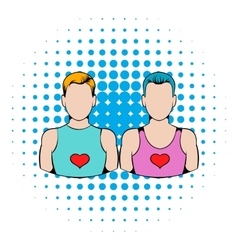 Gay Couple Icon Comics Style