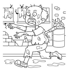 Running Zombie Coloring Page For Kids