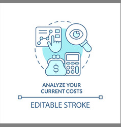 Analyzing Current Costs Turquoise Concept Icon