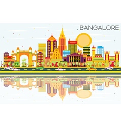 Bangalore Skyline With Color Buildings