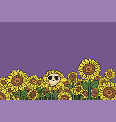 Happy Halloween Sunflowers With A Skull