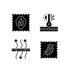 Fabric Characteristics Black Glyph Icons Set