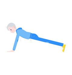 Flat Elderly Man In Sportsuit Pushups