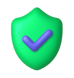 Purple Checkmark On Green Shield 3d Icon Security