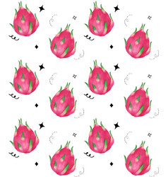 Dragon Fruit Watercolor Seamless Pattern