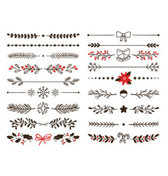 Hand Drawn Ornamental Winter Dividers Snowflakes