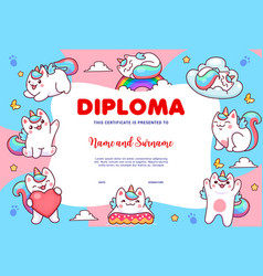 Kids Diploma With Cartoon Capricorn Cats