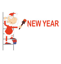 Santa Claus Paints An Inscription New Year