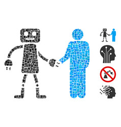 Square Robot Human Handshake Icon Mosaic