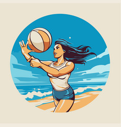 A Young Woman Playing Volleyball On The Beach