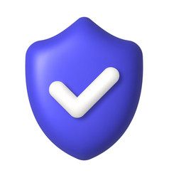 White Checkmark On Purple Shield 3d Icon Security