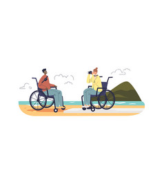 Young Disabled People On Wheelchairs On Vacation